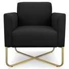 Poltrona Decorativa Isabella Base X Suede Preto/Dourado G19 - Gran Belo