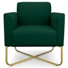 Poltrona Decorativa Isabella Base X Suede Verde/Dourado G19 - Gran Belo
