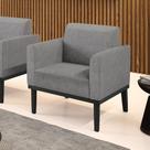 Poltrona Decorativa Isabella Pés Fixo em Madeira Preto Linho Cinza Mesclado G19 - Gran Belo