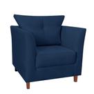 Poltrona Decorativa Isis Pés de Madeira Suede Azul Marinho - DS Estofados