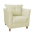 Poltrona Decorativa Isis Pés de Madeira Suede Bege - DS Estofados