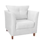 Poltrona Decorativa Isis Pés de Madeira Suede Branco - DS Estofados