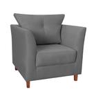 Poltrona Decorativa Isis Pés de Madeira Suede Cinza - DS Estofados