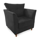 Poltrona Decorativa Isis Pés de Madeira Suede Preto - DS Estofados