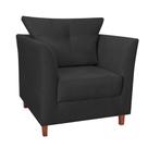 Poltrona Decorativa Isis Pés de Madeira Suede Preto - DS Estofados