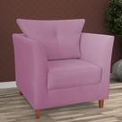 Poltrona Decorativa Isis Pés de Madeira Suede Rosa - DS Estofados