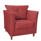 Poltrona Decorativa Isis Pés de Madeira Suede Vermelho - DS Estofados