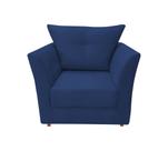Poltrona Decorativa Isis Suede Azul Marinho Pés Madeira Ms Decor