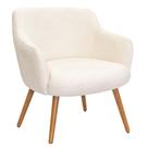 Poltrona Decorativa Jade Pés Palito Castanho Bouclé Off White - Nexta Casa