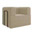 Poltrona Decorativa Joana Modular Sala Linho Para Sala Cor:Linho Bege