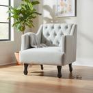 Poltrona Decorativa Julia Couro Branco Pés Madeira Mz Decor