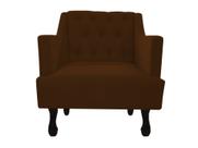 Poltrona Decorativa Julia Suede Marrom Pés Madeira Ms Decor