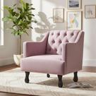 Poltrona Decorativa Julia Suede Rosê Pés Madeira Mz Decor