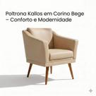 Poltrona Decorativa Kallos material sintético Bege para Sala Moderna