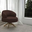Poltrona Decorativa Katy Sala de Estar Base Giratória em Madeira Couro Marrom Chocolate G88 - Gran Belo Poltrona Decorativa Katy Sala de Estar Base Giratória em Madeira Couro Marrom Chocolate G88 - Gran Belo