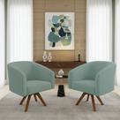 Poltrona Decorativa Kit 2 Stella Base de Madeira Giratória MM30 Veludo Cotelê D03 - D Rossi
