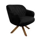 Poltrona Decorativa Kitana Pés Madeira Giratório Veludo Preto G15 - Gran Belo Poltrona Decorativa Kitana Pés Madeira Giratório Veludo Preto G15 - Gran Belo