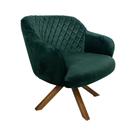 Poltrona Decorativa Kitana Pés Madeira Giratório Veludo Verde G15 - Gran Belo Poltrona Decorativa Kitana Pés Madeira Giratório Veludo Verde G15 - Gran Belo