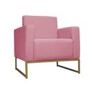 Poltrona Decorativa Leticia Slim Base Metal belo tok - Suede Rose