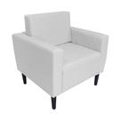 Poltrona Decorativa Leticia Slim Couro Branco Pés Madeira Mz Decor