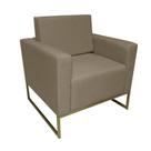 Poltrona Decorativa Letícia Slim Suede Cappuccino Base Metálica Vallisa Decor