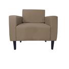 Poltrona Decorativa Leticia Slim Suede Capuccino Pés Madeira Ms Decor