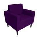 Poltrona Decorativa Leticia Slim Suede Roxo Pés Madeira Mz Decor