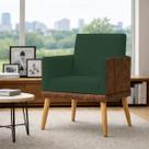 Poltrona Decorativa Lis Para Sala Quarto Recepção Escritório Consultório Suede Material Sintético Assento Confortável Pé Palito Castanho