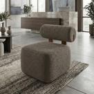 Poltrona Decorativa Livi Sala Estar Boucle Cappuccino - Montanaris Decor