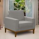 Poltrona Decorativa Living com Base Lavinia Linho Cinza Adonai Estofados Poltrona Decorativa Living com Base Lavinia Linho Cinza Adonai Estofados