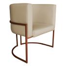 Poltrona Decorativa Luana Base Bronze PU Bege - Montanaris Decor