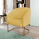 Poltrona Decorativa Luana Base Ferro Dourada Suede - Twdecora
