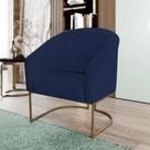 Poltrona Decorativa Luana Base Ferro Dourada Suede - Twdecora