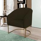 Poltrona Decorativa Luana Base Ferro Dourada Suede - Twdecora