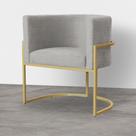 Poltrona Decorativa Luana belo tok Base Dourada - Linho Bege