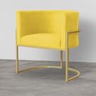 Poltrona Decorativa Luana belo tok Base Dourada - Suede Amarelo