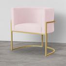 Poltrona Decorativa Luana belo tok Base Dourada - Suede Rosa Bebe Poltrona Decorativa Luana belo tok Base Dourada - Suede Rosa Bebe
