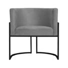 Poltrona Decorativa Luana Suede Cinza Base Preta Mz Decor
