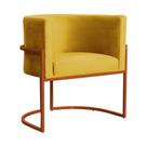 Poltrona Decorativa Luana Veludo Mostarde Base Bronze - FM Poltrona Decorativa Luana Veludo Mostarde Base Bronze - FM