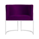 Poltrona Decorativa Luana Veludo Roxo Base Branca Mz Decor