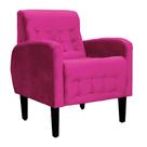 Poltrona Decorativa Luiza Veludo Rosa Pink Pés Madeira Mz Decor