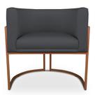 Poltrona Decorativa Luna para Sala Veludo Base em aço Bronze