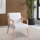 Poltrona Decorativa Madeira Maciça Jequitibá Assento com Persintas Elásticas e Algodão Flavia Natural/Cinza