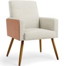 Poltrona Decorativa Maria W01 Pés Palito Linho Champagne material sintético Camel - Lyam Decor