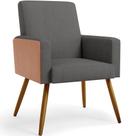 Poltrona Decorativa Maria W01 Pés Palito Linho Cinza Escuro material sintético Camel - Lyam Decor