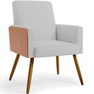 Poltrona Decorativa Maria W01 Pés Palito Linho Cinza material sintético Camel - Lyam Decor