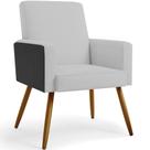 Poltrona Decorativa Maria W01 Pés Palito Linho Cinza material sintético Preto - Lyam Decor
