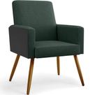 Poltrona Decorativa Maria W01 Pés Palito Linho Verde Musgo material sintético Preto - Lyam Decor