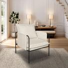 Poltrona Decorativa Mary Linho Bege Base Em Aço Preto Bz Home Decor