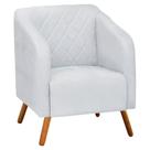 Poltrona Decorativa Master com Pés Madeira Corano Branco